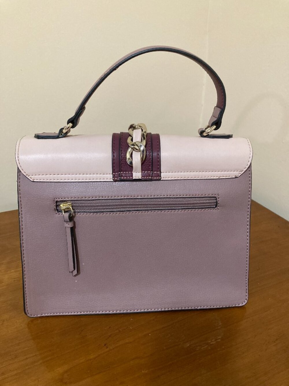 Apt 9 Handbag Purse Satchel Burgundy Pink Beige - Picture 6 of 9